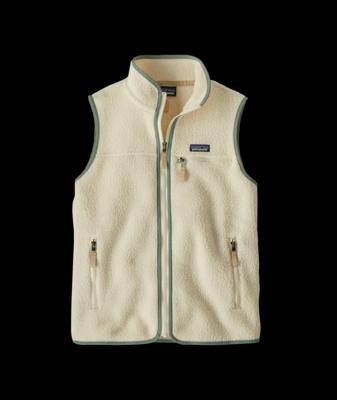 Patagonia Retro Pile Bodywarmer Dames Natural w/Ellwood Green L Patagonia Retro Pile Bodywarmer Dames Natural w/Ellwood Green L
