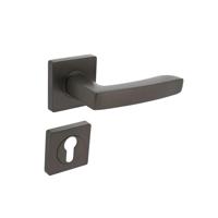 Deurkruk Minos op vierkante rozet met nokken 55x55x10mm en profielcilinderplaatjes antraciet-grijs - thumbnail