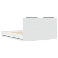 Bedframe met hoofdbord bewerkt hout wit 120x200 cm - thumbnail