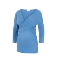 MAMALICIOUS overslag zwangerschaps- en voedingstop Alvira van gerecycled polyester blauw - thumbnail