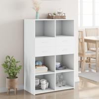 Hoge kast 80x42,5x124 cm bewerkt hout wit - thumbnail