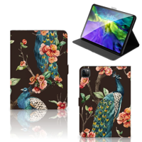 iPad Pro 11 2020/2021/2022 Flip Case Pauw met Bloemen - thumbnail