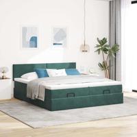 Ottoman bed met matrassen 180x200cm fluweel donkergroen - thumbnail