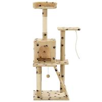 VidaXL Kattenkrabpaal met sisal krabpalen 120 cm pootafdrukken beige - thumbnail