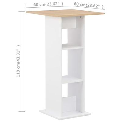 Bartafel 60x60x110 cm wit en sonoma eikenkleurig