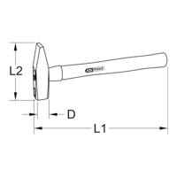 KS Tools 142.1228 1421228 Voorhamer 10720 g 900 mm DIN 1042 1 stuk(s) - thumbnail