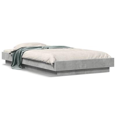 Bedframe met LED-verlichting bewerkt hout betongrijs 90x190 cm