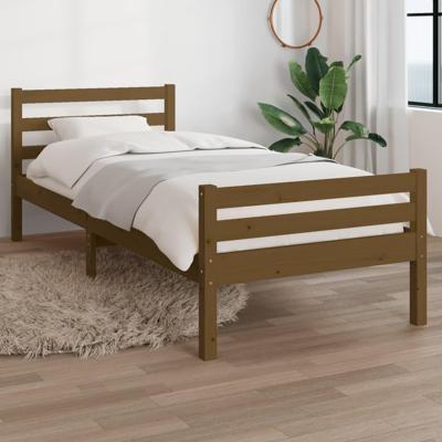 Bedframe massief hout honingbruin 75x190 cm 2FT6 Small Single