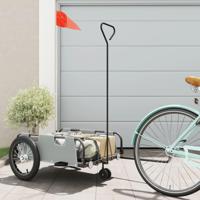 VidaXL Fietstrailer oxford stof en ijzer grijs - thumbnail