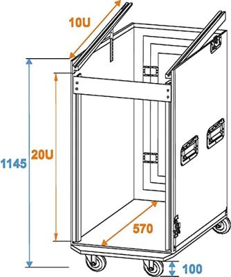 Roadinger Spezial-Kombi-Case 20 HE Mengpaneel flightcase (l x b x h) 615 x 550 x 1135 mm