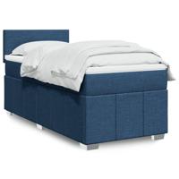 Boxspring met matras stof blauw 100x200 cm - thumbnail