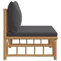 Tuinmiddenbank met kussens bamboe donkergrijs - thumbnail
