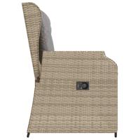 Tuinbankje verstelbaar met kussens poly rattan beige - thumbnail