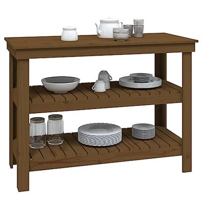 VidaXL Werkbank 110,5x50x80 cm massief grenenhout honingbruin