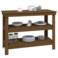 VidaXL Werkbank 110,5x50x80 cm massief grenenhout honingbruin - thumbnail