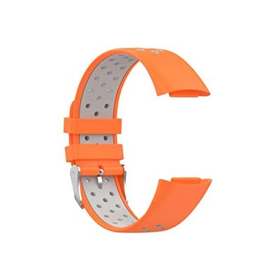 FitBit Charge 5 & 6 Sportbandje met gesp - Oranje / grijs - Tweekleurig - Maat: L