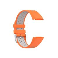 FitBit Charge 5 & 6 Sportbandje met gesp - Oranje / grijs - Tweekleurig - Maat: L - thumbnail