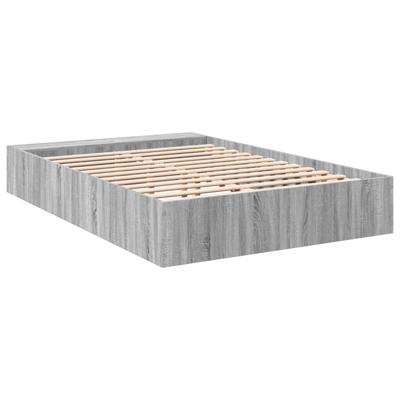 Bedframe bewerkt hout grijs sonoma eikenkleurig 135x190 cm - thumbnail