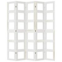 Kamerscherm met 5 panelen massief paulowniahout wit - thumbnail