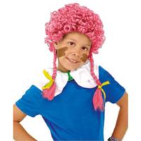 Pieten Pruik met Roze Vlechtjes kind - thumbnail