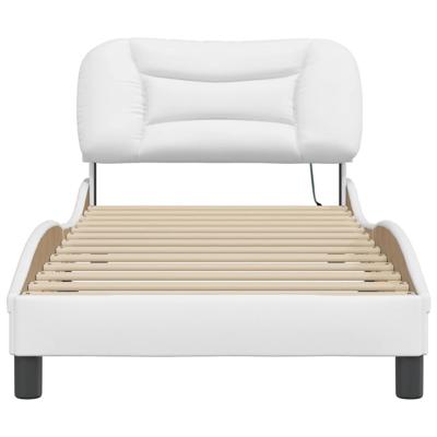 Bedframe met LED-verlichting kunstleer wit 90x200 cm