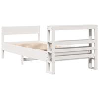 Bedframe zonder matras massief grenenhout wit 75x190 cm - thumbnail