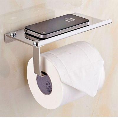 Roestvrijstaal glanzende wc papier houder papier Roll hanger met mobiele telefoonopslag shelf Roestvrijstaal glanzende wc papier houder papier Roll hanger met mobiele telefoonopslag shelf