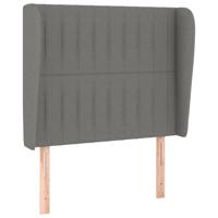 Hoofdbord met randen 83x23x118/128 cm stof donkergrijs - thumbnail