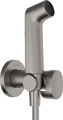 Hansgrohe bidethanddouche 1jet EcoSmart voor warm water met douchehouder en doucheslang 125 cm, Brushed Black Chrome