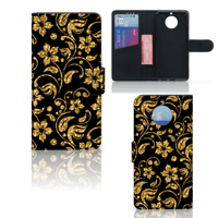 Moto G5S Hoesje Gouden Bloemen - thumbnail
