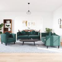 3-delige Loungeset met kussens fluweel donkergroen - thumbnail