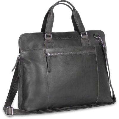 Ruime dames office bag L HANA wax pull up zwart