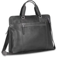 Ruime dames office bag L HANA wax pull up zwart - thumbnail