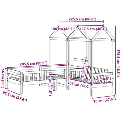 Kinderbed met huisje massief grenenhout wasbruin 90x200 cm