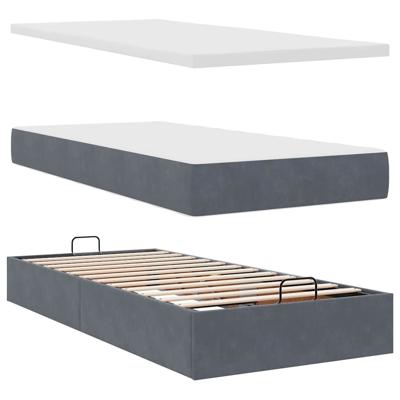 Ottoman bed met matras en LED's 140x190cm fluweel donkergrijs - thumbnail