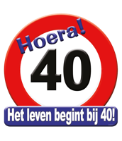 Paperdreams Kroonschild verkeersbord - 40 jaar - thumbnail