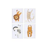 Schilderij Home ESPRIT Geel Wit Kinderen dieren 30 x 1,8 x 40 cm (4 Stuks) - thumbnail
