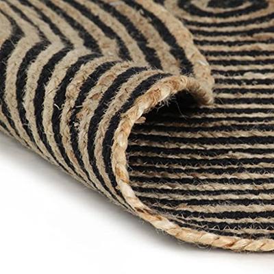 Vloerkleed handgemaakt met spiraal ontwerp 150 cm jute zwart