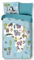 Good Morning Kinderdekbedovertrek "Afrikaanse dieren" - Aqua - (140x200/220 cm) - Katoen - thumbnail
