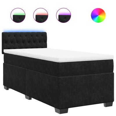 Boxspring met matras fluweel zwart 120x200 cm - thumbnail