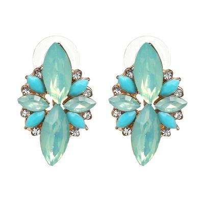Vijf-blad Petal Crystal Oorbellen roze diamanten oorbellen eenvoudige sieraden (licht groen)