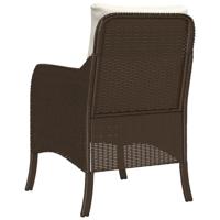 Tuinstoelen 2 st met kussens poly rattan bruin - thumbnail