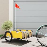 VidaXL Fietstrailer oxford stof en ijzer geel - thumbnail