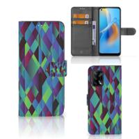 OPPO A74 4G | Book Case | Abstract Green Blue - thumbnail