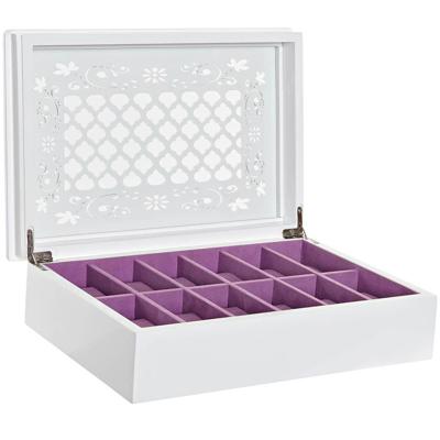 Doos-Juwelenkistje DKD Home Decor Horloges 29 x 20 x 9,5 cm Kristal Lila Wit Hout MDF