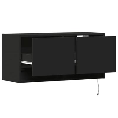 Tv-wandmeubel met LED-verlichting 80x31x35 cm zwart