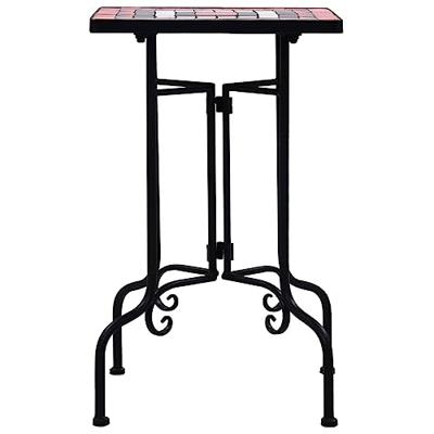 Bijzettafel mozaek keramiek terracottakleurig en wit