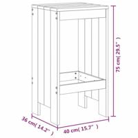 Barkrukken 2 st 40x36x75 cm massief grenenhout wit - thumbnail