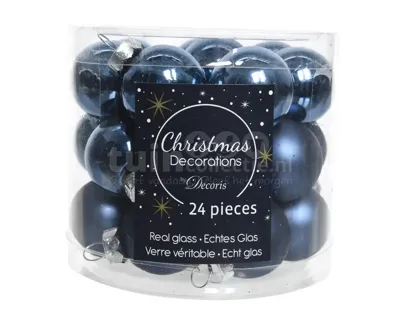 Kerstballen Glas Ø2,5cm Nachtblauw 24st