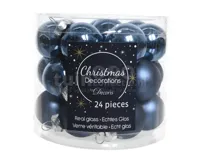Kerstballen Glas Ø2,5cm Nachtblauw 24st - thumbnail